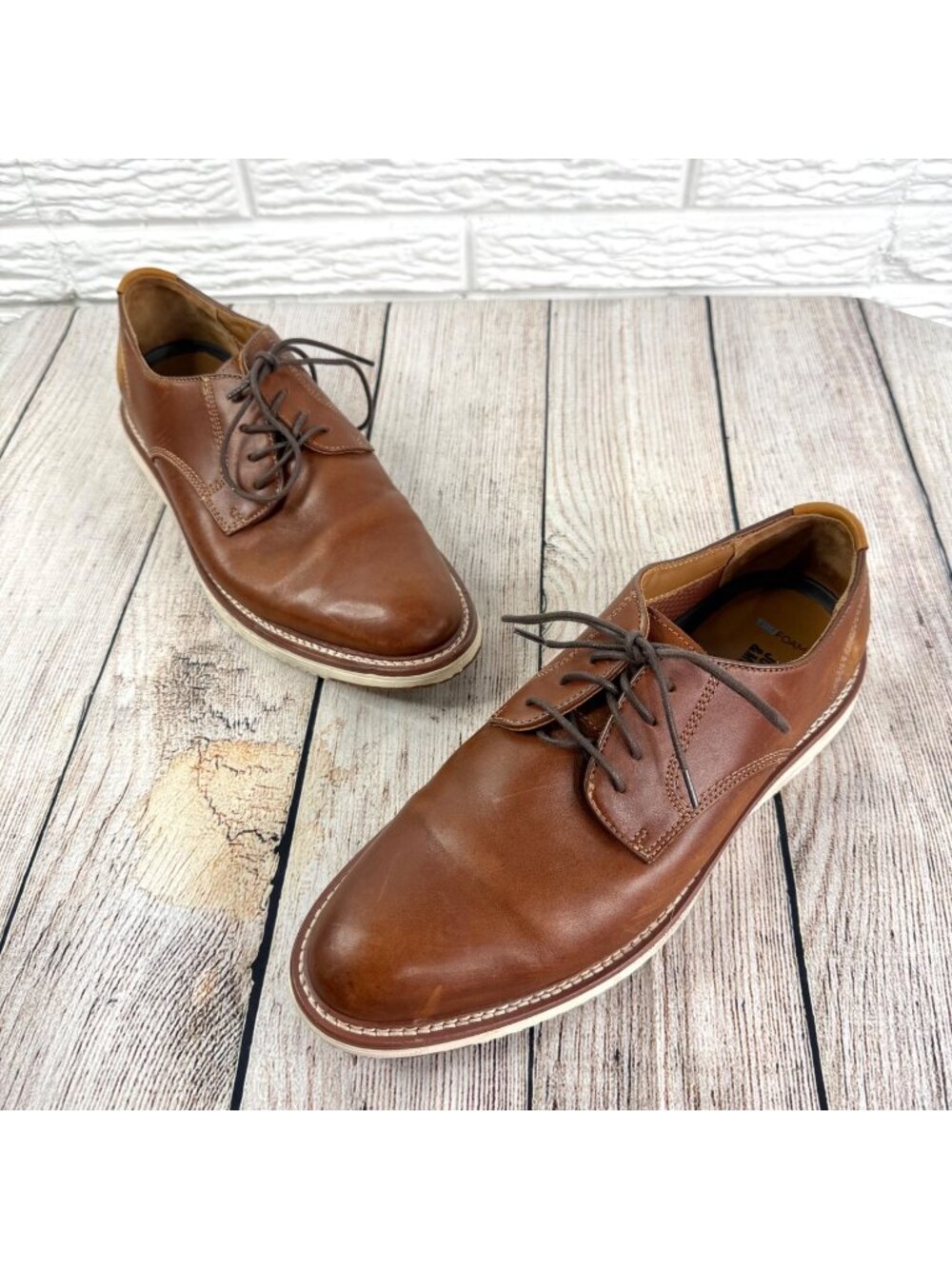 Johnson & Murphy Mens Upton Plain Toe Classic Derby Shoes Full Grain Leather 11M